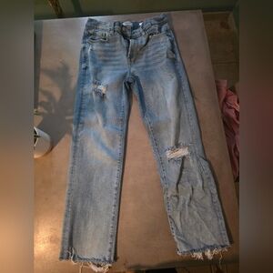 Kensie Light Blue Distressed Straight Leg Jeans